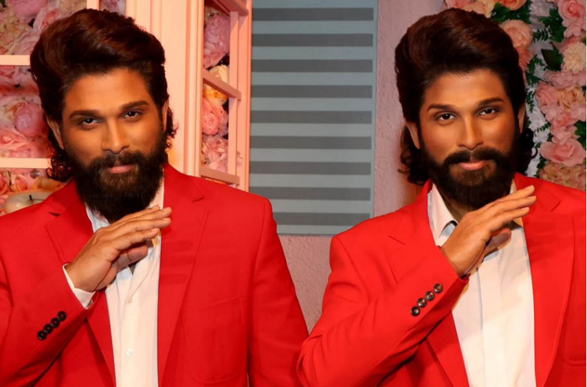 Allu Arjun strikes signature Pushpa pose with his wax statue at Madame Tussauds in Dubai