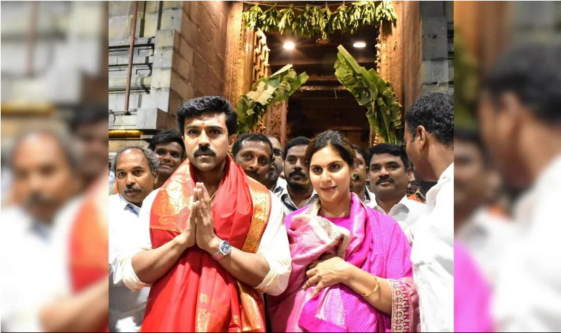 Ram Charan’s Birthday Special Visit To Tirumala Temple With Wife Upasana And Daughter Klin Kaara By His side