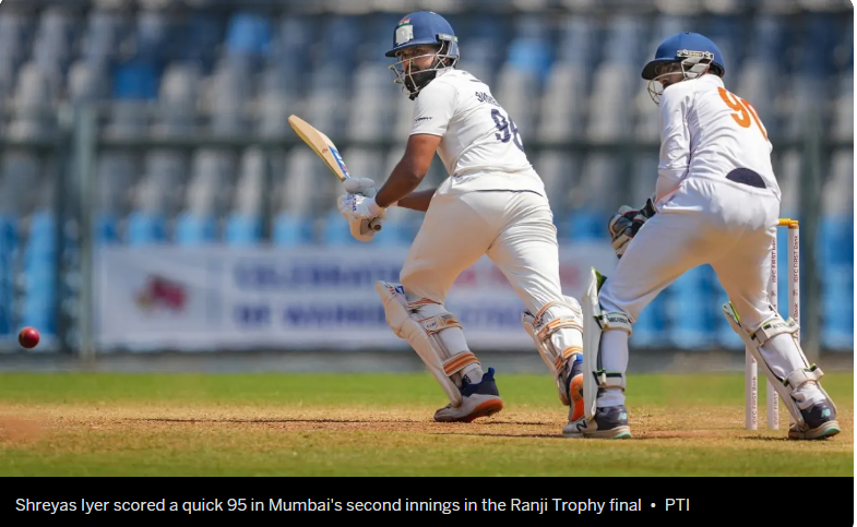 Shreyas Iyer off the field in Ranji final for second day in a row