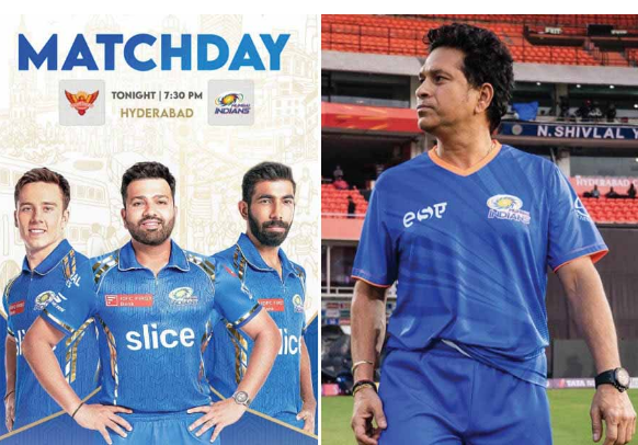 Sachin Tendulkar mentored the squad ahead of the MI vs SRH match today