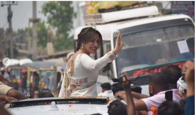 Actor Neha Sharma Holds Mega Roadshow After Father Hints At Poll Debut