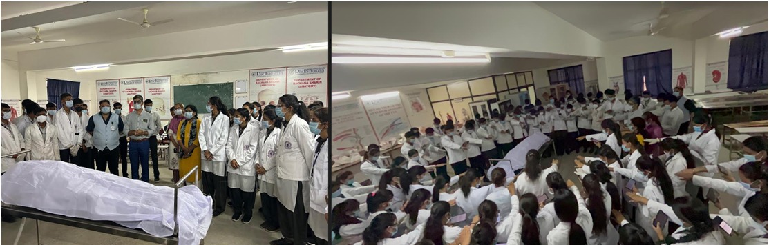 Cadaveric oath administered at Radharaman Ayurveda Medical College Research Hospital.