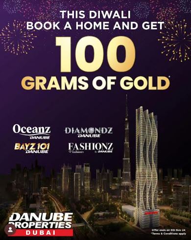 Danube Group’s Diwali Bonanza: 100 Grams of Gold Offer