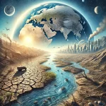 ITDC-News-A-detailed-visual-representation-of-a-global-water-crisis-depicting-dried-up-riverbeds-with-cracked-earth-shrinking-rivers-and-parched-land-under