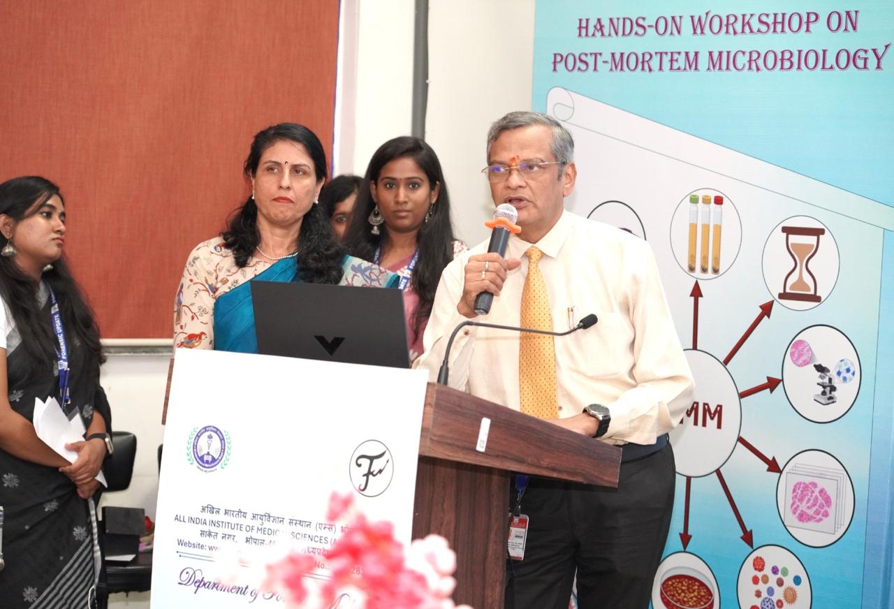 A workshop on Forensic Update VII and Post-Mortem Microbiology was organized at AIIMS Bhopal.