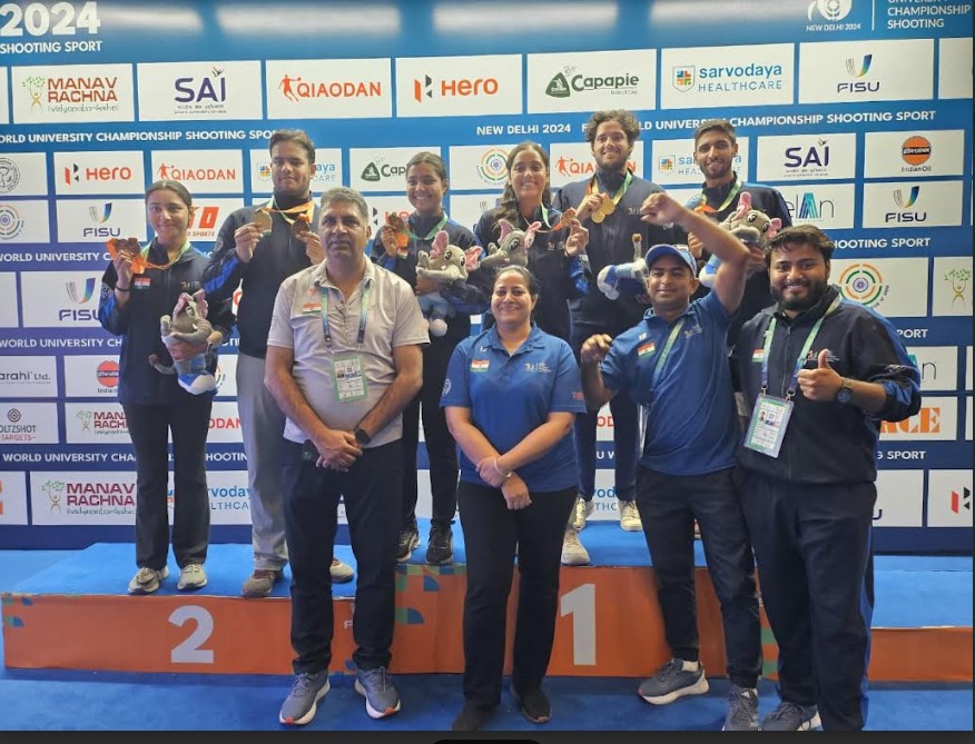 RNTU’s Vanshika and Mansi won bronze at the FISU Shooting Championship 2024, raising India’s flag high.