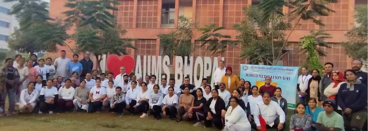 AIIMS Bhopal organizes Sun Tratak and meditation session on World Meditation Day.