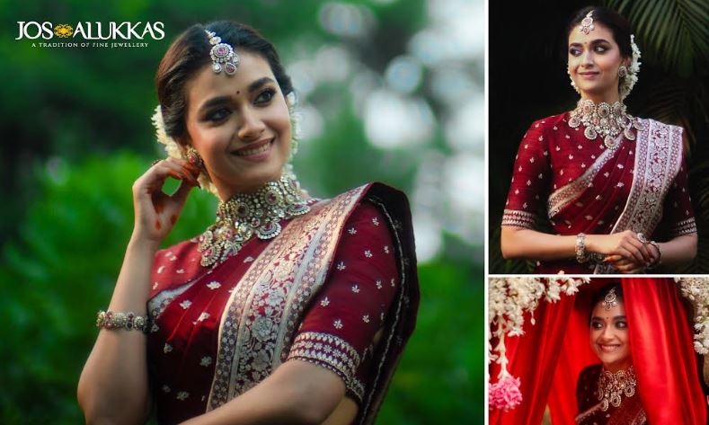 Jos Alukkas Designs Exclusive Ruby & Polki Necklace for Keerthy Suresh