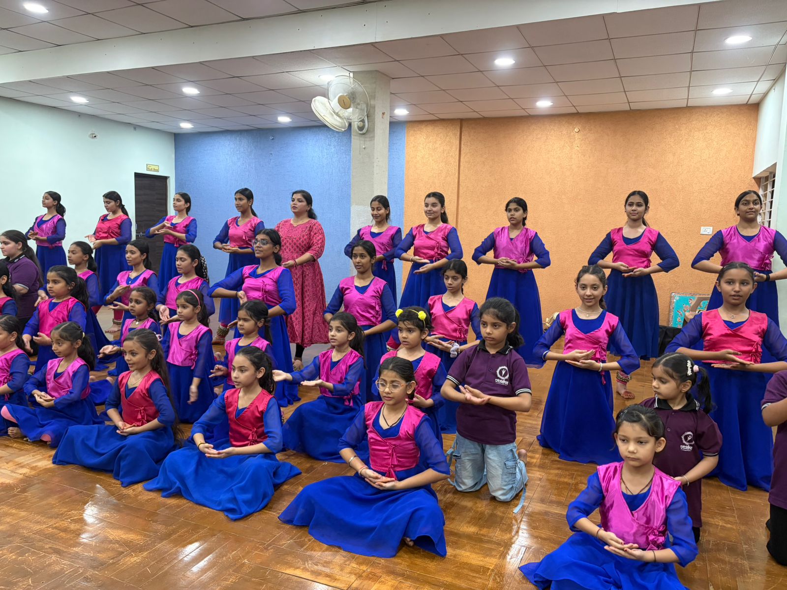 On World Dance Day, 50 students presented a Kathak performance.