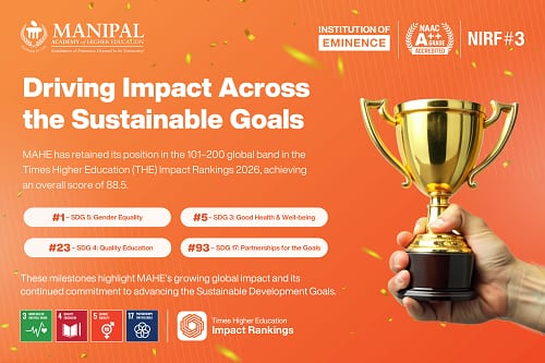 MAHE Tops THE Impact Rankings 2026 Globally MAHE Tops THE Impact Rankings 2026 Globally