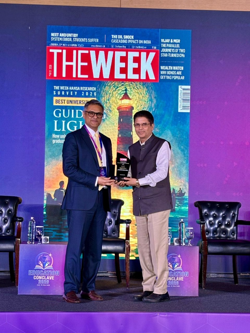 RNTU Honoured at The Week Education Conclave in New Delhi