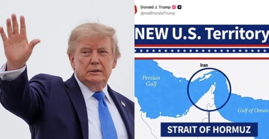 Trump Shares Map Showing Strait of Hormuz as ‘Trump Strait’