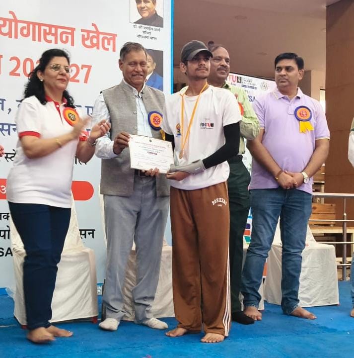 RNTU Students Win Three Medals at Bhopal District Yogasana Championship