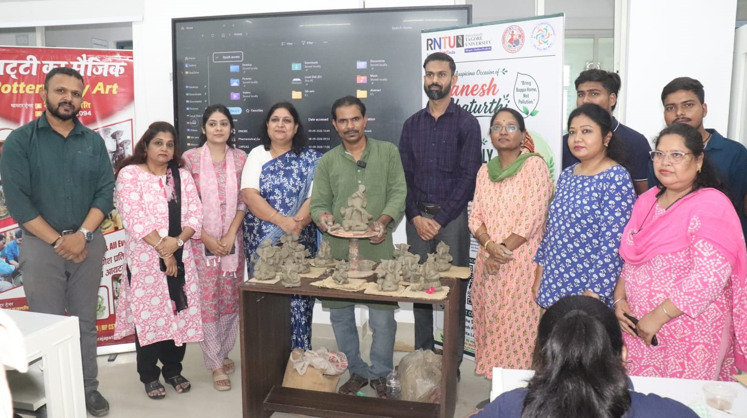 RNTU students craft Ganesh idols, learn eco-friendly sculpting techniques on campus