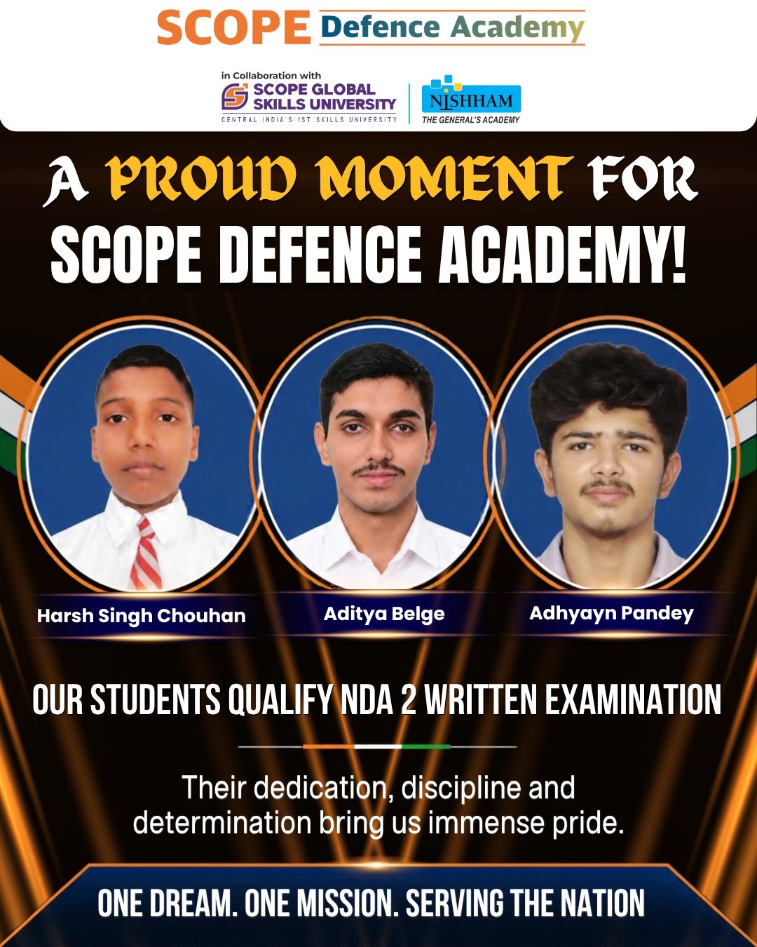 Three Scope Defense Academy students successfully clear NDA written examination