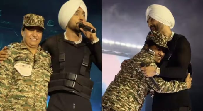Diljit Dosanjh Salutes Woman CRPF Officer On Stage In Delhi